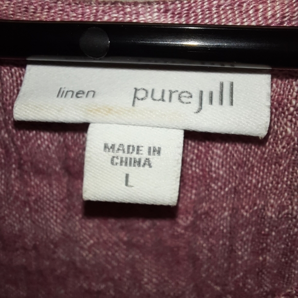 j.jill crinkled linen tank top with front drape light cranberry color sz. LG - Picture 2 of 10